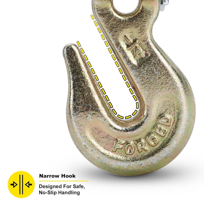Htata Prep G70 1/4 Chain Hook Heavy Duty Clevis Grab Hook for 1/4 Inch Grade 70 Chain - for Trailer Truck Transport Yellow Chromate Finish (4Pack) - Image 5